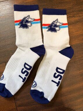 Team DST Socks 2026 New White with Blue Wolves